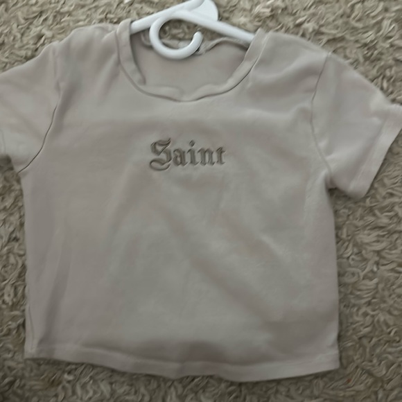 Garage tan cropped tee. - Picture 1 of 2